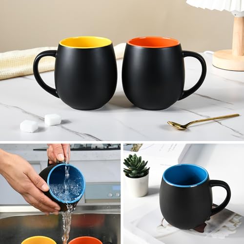 20oz ceramic Coffee Mug Sets Matte Black Porcelain Mug Multiple colors Cups for Coffee (6 Count)