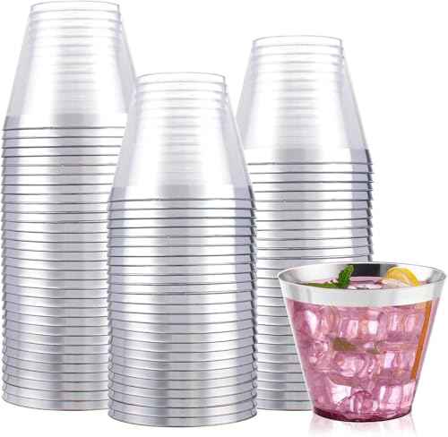 100PCS Silver Plastic Cups (100 Count)