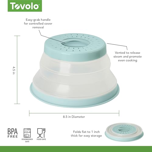 Microwave Plate Cover Small in Blue Haze Collapsible Vented Silicone Microwave Splatter Cover