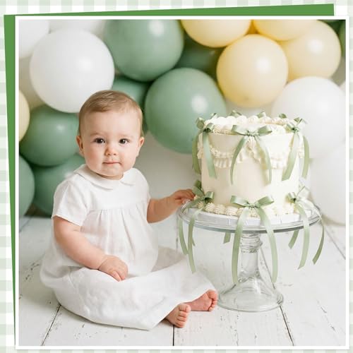 30 Pack Sage Green Bow Cake Toppers Ribbon Bows for Cake (30 Count)