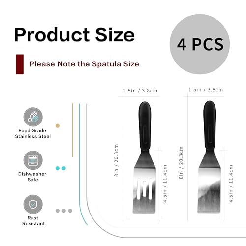Small Spatula Mini Stainless Steel Serving Metal Spatula Set of 4 (4 Count)