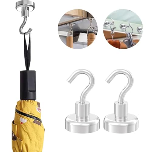 Strong Magnetic Hooks with 1 Inch Dia Magnet Base (12 Count)