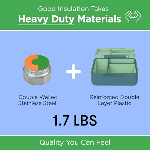 OmieBox Kids Insulated Leakproof Bento Lunch Box with Food Jar