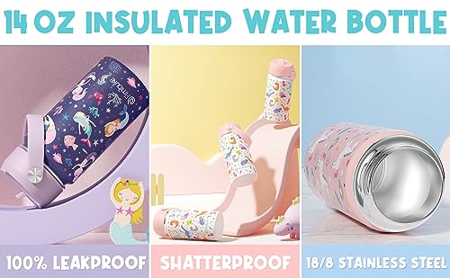 Kids Bento Lunch Box with Toddler Insulated Water Bottle Lunch Bag (7 Count)