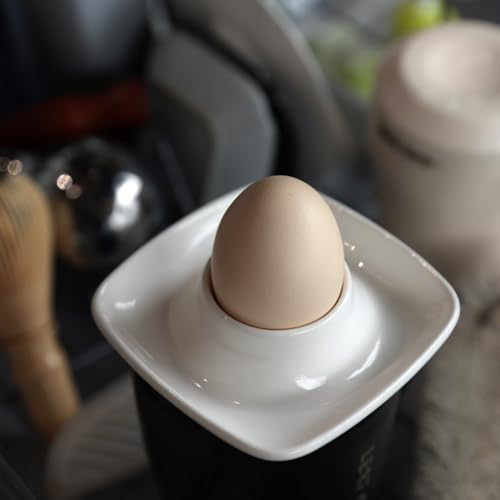 Ceramics White Egg Cups for Hard Boiled Eggs Set 6pcs (6 Count)