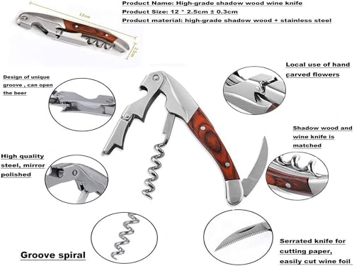 Professional Waiter Corkscrew Wine Key for Bartenders Set of 3 (3 Count)