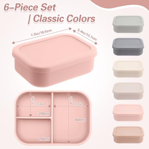 6 Pcs Silicone Bento Box (6 Count)
