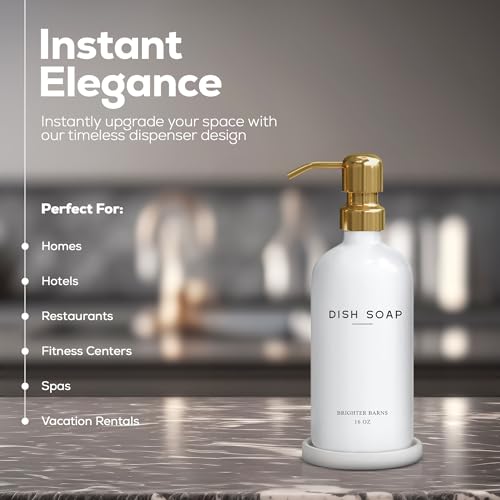 Luxury Glass Dish Soap Dispenser for Kitchen Sink by Brighter Barns