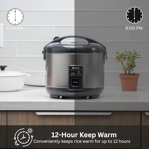 JNP-S18U-US 10 Cup Capacity White Rice Cooker with Non-Stick Inner Pot, Retractable Power Cord, and Keep Warm up to 12 hours (Urban Satin)