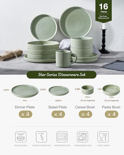 Star Stoneware Dinnerware Sets with Pasta Bowls (16 Count)