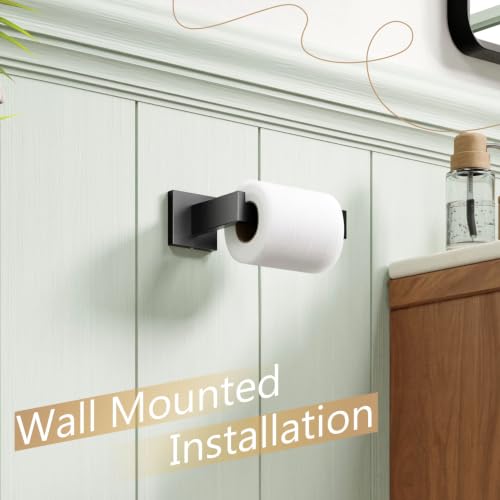 Black Toilet Paper Holders Bathroom Toilet Paper Roll Holder SUS304 Stainless Steel Contemporary Wall Mounted (2 Count)