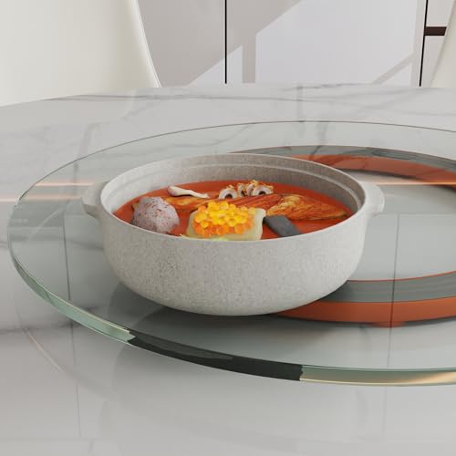 23.6" Lazy Susan for Table Top Tempered Glass Rotating Serving Tray for Dining Table