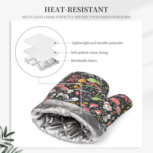 Fresh Mushroom Oven Mitts and Pot Holders Sets of 4 (4 Count)