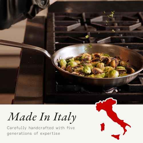 Cookware - 10-Inch Stainless Steel Frying Pan With Lid - 5 Ply Stainless Clad - Professional Cookware - Crafted in Italy - Induction Compatible