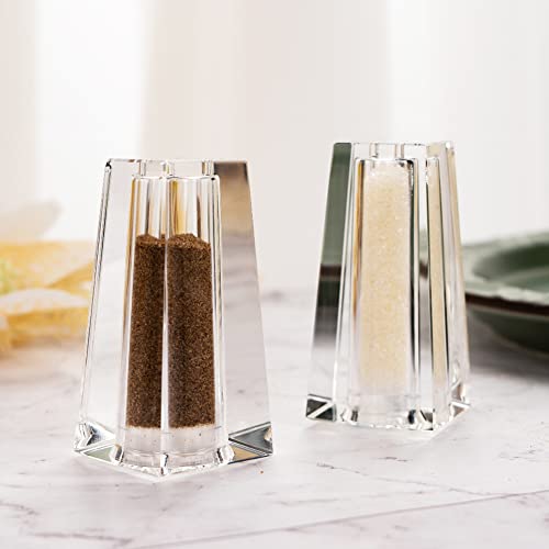 Salt and Pepper Shaker Set Spice Dispenser Refillable Design Cut Crystal Seasoning Shaker Kitchen Decor for Cooking Table