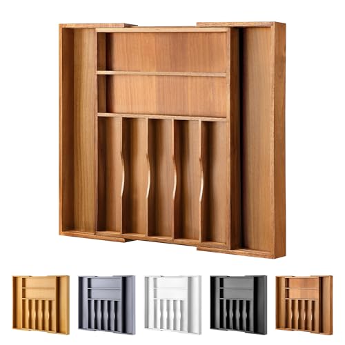 Large Premium Acacia Silverware Organizer
