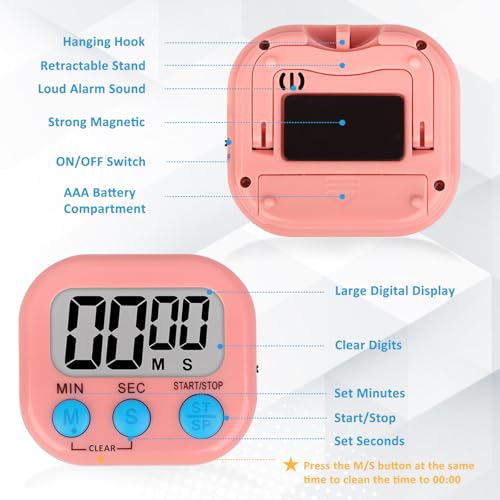 Digital Kitchen Classroom Timers for Kids Cooking 6pcs Blu Grn Pk (6 Count)