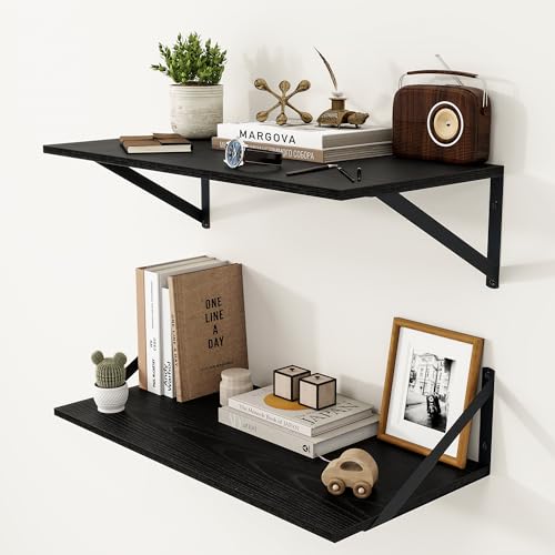 24W x 12D Deep Floating Shelves Set of 2 Black