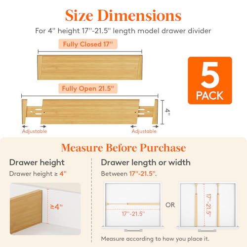 4" High Dresser Drawer Dividers (5 Count)