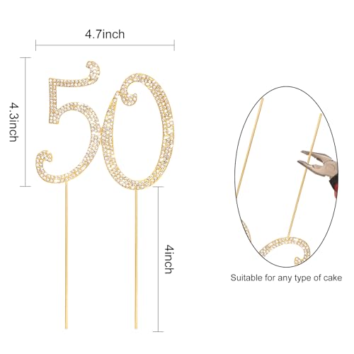 50th Birthday Decorations Women Rhinestone Birthday Cake Topper