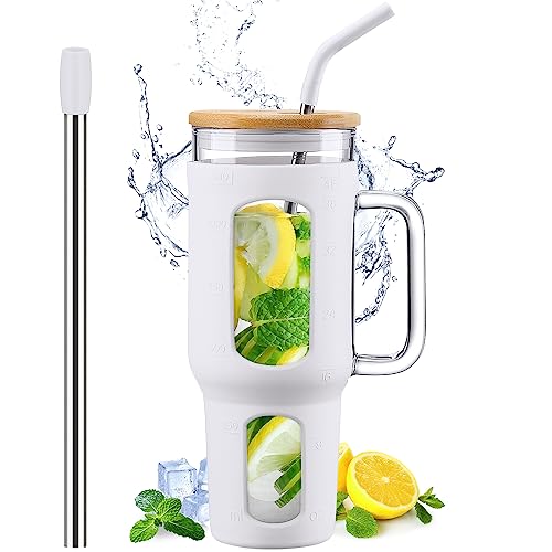 Glass Tumbler with Lid and Straw