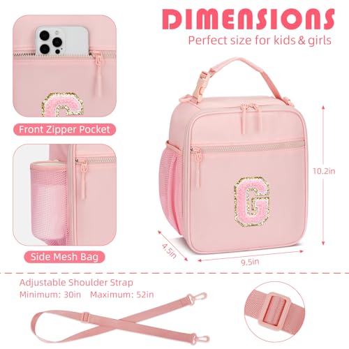 Lunch Box Kids Large Initial Insulated Lunch Bag for Girls