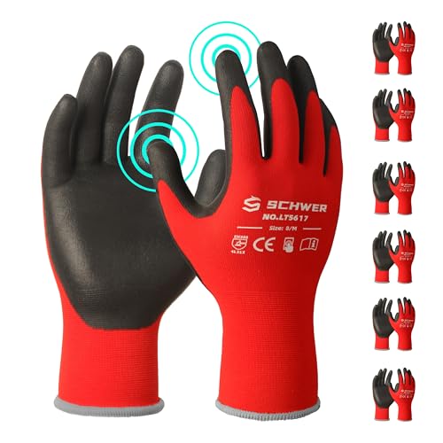 Ultra Comfort Safety Work Gloves MicroFoam Nitrile Coated (6 Count)