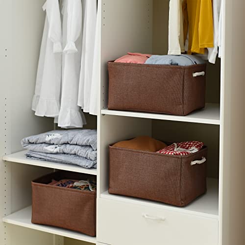 Decorative Basket Rectangular Fabric Storage Bin Organizer Basket with Handles for Clothes Storage (3 Count)