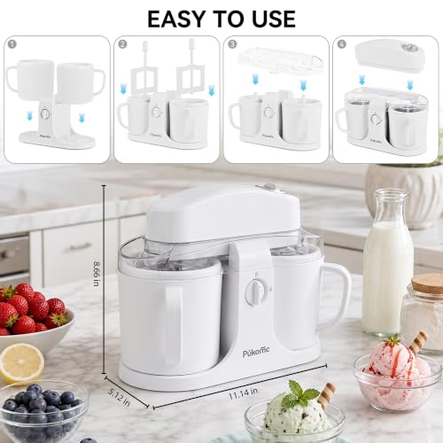 Home Ice Cream Maker Machine with 2 Ice Cream Bowls