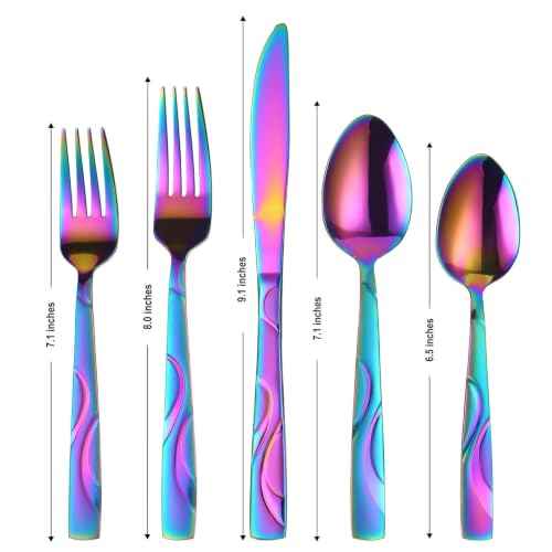 60 Piece Rainbow Silverware Set for 12 (60 Count)