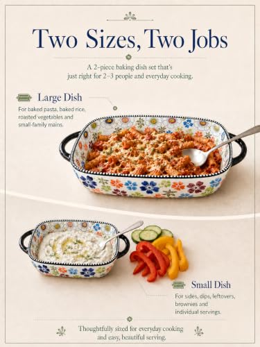 2 Piece Polish Pottery Style Ceramic Baking Dish Set (2 Count)