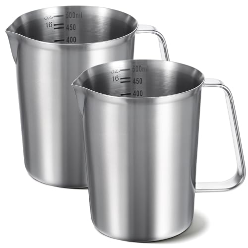2 Pcs Stainless Steel Measuring Cup with Handle and Pour Lip (2 Count)