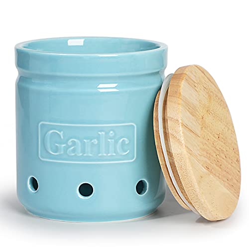 Garlic Keeper with Wooden Lid