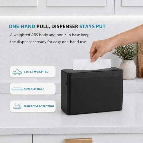 Multifold Paper Towel Dispenser Countertop Black Wide Design Large Capacity