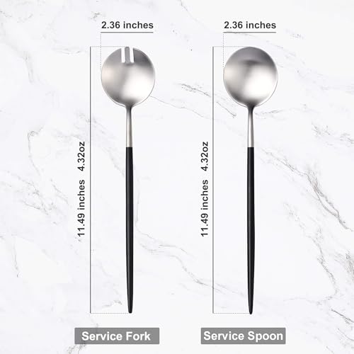 Silver Black Salad Serving Utensils (2 Count)