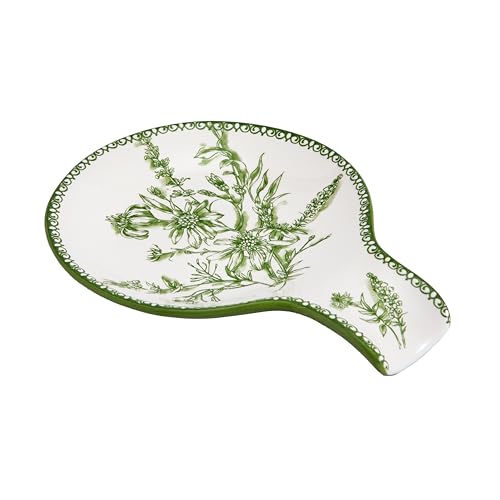 Green Garden Toile De Jouy Spoon Rest for Stove Top