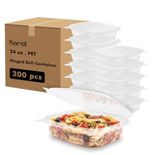 24oz 200 ct PET Clamshell Square Deli Containers (200 Count)