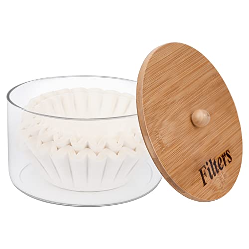 Coffee Filter Holder with Lid for Coffee Bar Accessories Decor (16 Ounce)