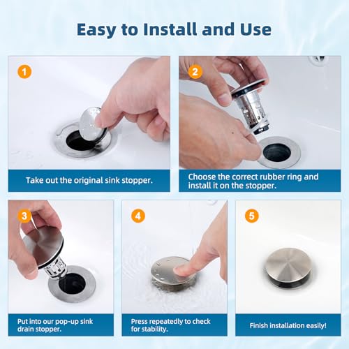 2 Pack Upgraded 3 in 1 Bathroom Sink Drain Strainer (2 Count)