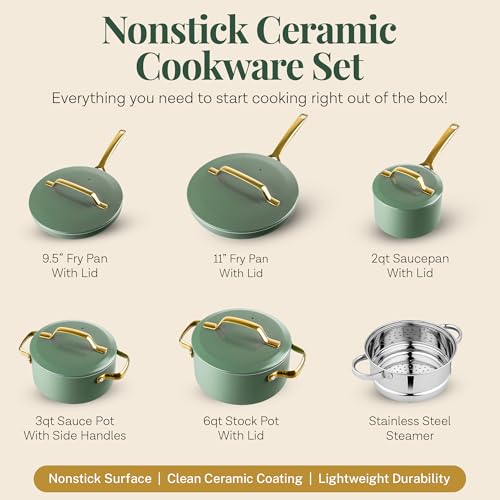 Modern 11 Pc Ceramic Cookware Set