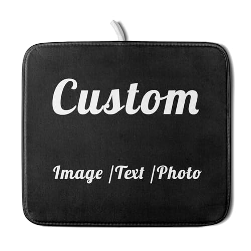 Custom Dish Drying Mat Customized Drainer Pad with Image Logo Text 16x18 Inch Personalized Absorbent Dish Dry Pad for Kitchen Counter Sink