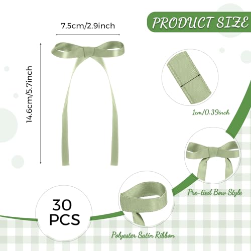 30 Pack Sage Green Bow Cake Toppers Ribbon Bows for Cake (30 Count)