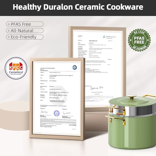 Lux LE 13Pc Ceramic Cookware Set with Elegant Gold Handle
