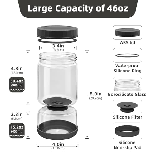 Glass Pickle Jar with Strainer Flip (46 Fl Oz)
