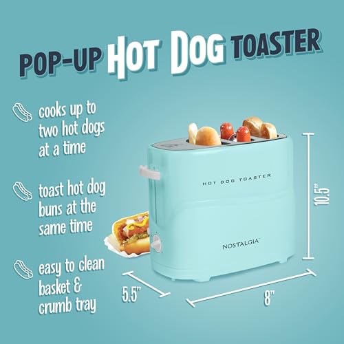 Pop Up 2 Hot Dog and Bun Toaster With Mini Tongs
