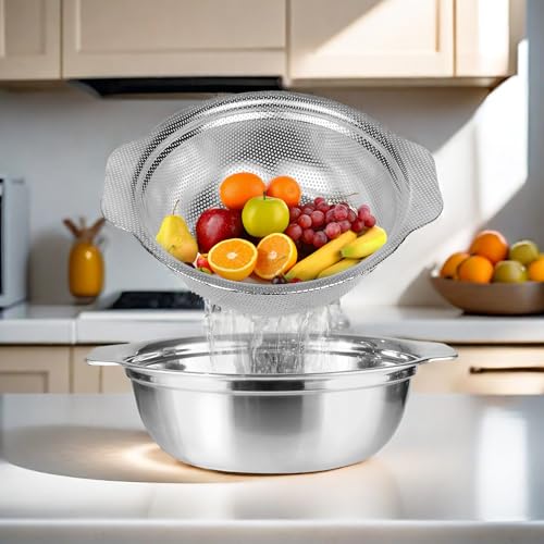 Extra Large 5.5QT Stainless Steel Colander (2 Count)