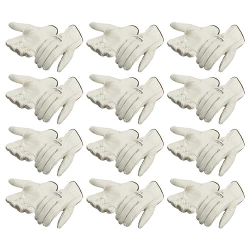 SAFEGEAR Med Cowhide Leather Work Gloves with Keystone Thumb (12 Count)