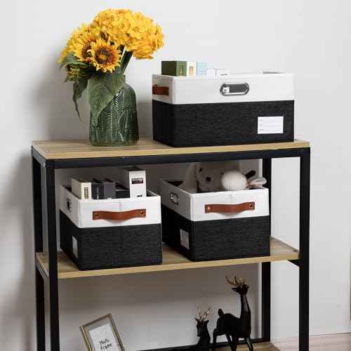 Larger Foldable Storage Bins with Handles [5 (5 Count)