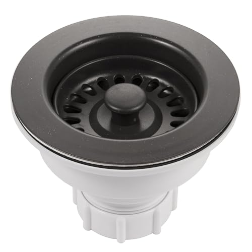 190-9265 - 3-1/2 Inch Matte Black Kitchen Sink Basket Strainer, Durable Food Catcher Stopper for Metal Kitchen Sink, Ideal for Filtering Waste and Preventing Clogs