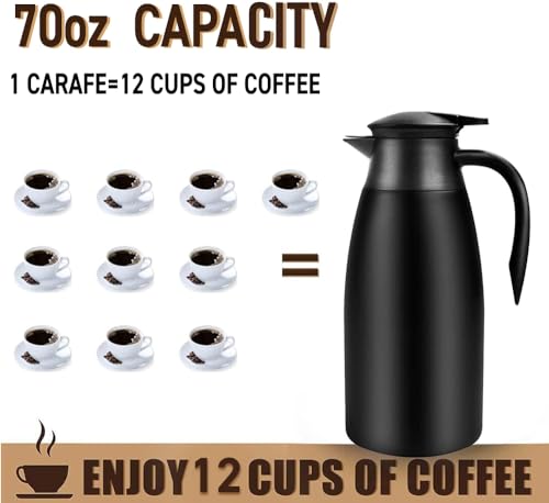 2pcs 70oz Coffee Carafe Airpot Insulated Coffee Urn Stainless Steel Vacuum Thermal Pot Dispenser for Coffee (2 Count)